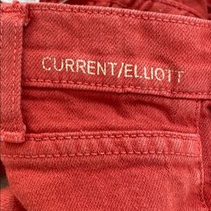 Size 26 Current/Elliott: orange-red skinny jeans